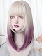 Evahair 2021 New Style Blonde to Purple Ombre Medium Straight Synthetic Wig with Bangs