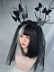 Evahair Half Black and Half White Shoulder Length Straight Synthetic Wig with Bangs