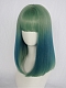 Evahair Blue and Green Mixed Color Medium Length Straight Synthetic Wig with Bangs