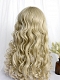 Evahair 2021 New Style Beige Golden Medium Curly Synthetic Wig with Bangs