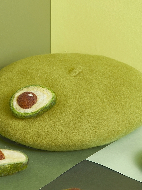 Creative Green Avocado Mori Beret Hat