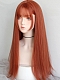 Evahair 2021 New Style Orange Long Straight Synthetic Wig with Bangs