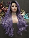 Evahair Purple Waist Wavy Synthetic Lace Front Wig With Black Root