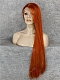 Super Long Dark Orange Straight Synthetic Lace Front Wig