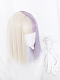 Evahair 2021 New Style Half Blonde and Half Purple Medium Straight Synthetic Wig with Bangs