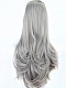 Evahair 2021 New Style Grey Long Wavy Synthetic Lace Front Wig with Dark Root