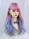 Evahair 2021 New Style Purple to Blue Ombre Long Wavy Synthetic Wig with Bangs