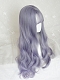 Evahair Grey and Purple Mixed Color Long Wavy Synthetic Wig with Bangs