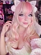 Evahair 2021 New Style Blonde and Pink Mixed Color Long Wavy Synthetic Wig with Bangs