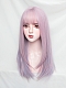 Evahair 2021 New Style Blue and Pink Mixed Color Medium Striaght Synthetic Wig with Bangs