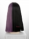 Evahair Half Black and Half Purple Wefted Cap Long Straight Synthetic Wig with Bangs