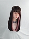 Evahair Brown and Pink Mixed Color Long Straight Synthetic Wig with Bangs