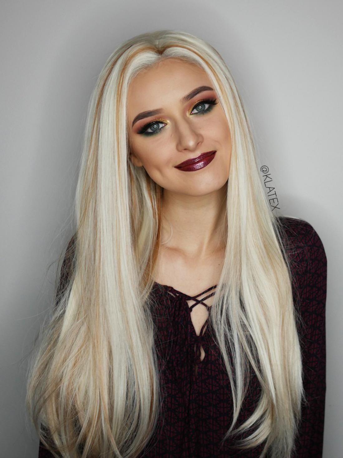 Mixed Color Blonde Long Straight Synthetic Wig All Synthetic