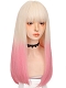 Fahion Long straight pale gold and pink gradient lolita wig