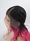 Graduated Pink Color with Dark Hair Root Long Wavy Style Synthetic Lace Front Wig