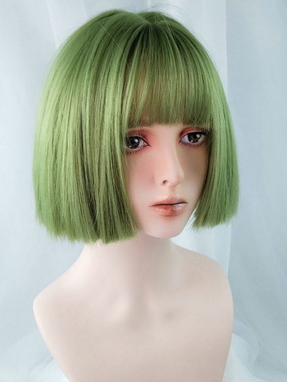 Evahair Cute Green Bob Synthetic Wig with Bangs