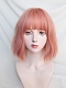 Evahair 2022 New Style Pink Short Straight Synthetic Wig with Bangs