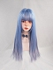 Evahair Blue and Grey Mixed Color Long Straight Synthetic Wig with Bangs