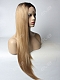 Black T Brown Long Straight Synthetic Lace Front Wig 