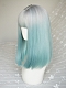 Evahair Silver to Bluish-Green Ombre Medium Straight Synthetic Wig with Bangs