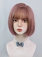 Evahair 2021 New Style Cute Pink Bob Straight Synthetic Wig with Bangs