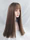 Evahair Daily Brown Long Straight Synthetic Wig with Bangs