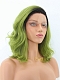 New Trendy Green Hair Color Shoulder Length Wavy Synthetic Lace Wig