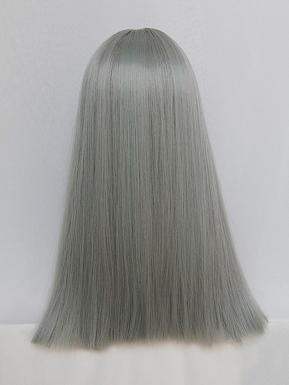 Evahair 2021 New Style Mist Grey Medium Straight Synthetic Wig with Bangs