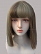 Evahair 2021 New Style Brown and Green Short Straight Synthetic Wig with Bangs