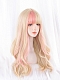 Evahair 2021 New Style Blonde and Pink Mixed Color Long Wavy Synthetic Wig with Bangs