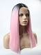 Pink T-color Medium Length Straight Synthetic Lace Front Wig 