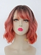 Pinky Orange Wavy Bob Synthetic Wig with Wispy Fringes