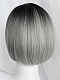 Evahair 2021 New Style Grey Bob Straight Synthetic Wig with Bangs and Black Roots