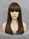 Beautiful Wefted Cap Dark Brown Long Straight Synthetic Wig with Bangs