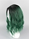 Evahair Dark to Green Medium Length Wavy Synthetic Wig with Bangs