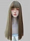 Evahair 2021 New Style Brown and Green Long Straight Synthetic Wig with Bangs