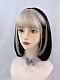 Evahair 2021 Special Offer Black and Blonde Mixed Color Short Straight Synthetic Wig with Bangs