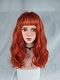 Evahair Orange Medium Length Wavy Synthetic Wig with Bangs