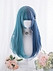 Evahair Half Blue and Half Green Long Straight Synthetic Wig with Bangs