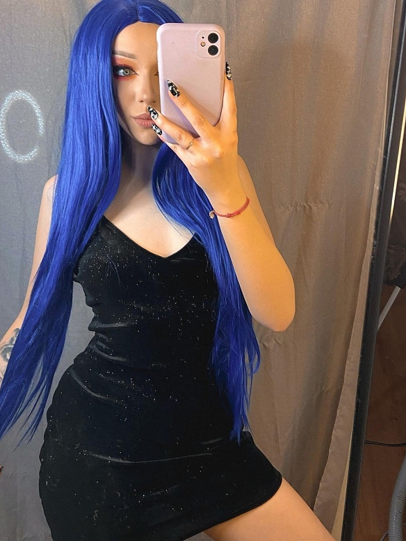 Evahair Blueberry Long Straight Synthetic Wig