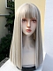 Evahair 2021 A Style Blonde and White Mixed Color Medium Striaght Synthetic Wig with Bangs