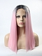 Pink T-color Medium Length Straight Synthetic Lace Front Wig 