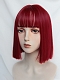 Evahair 2021 New Style Red Short Straight Synthetic Wig with Bangs