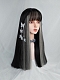 Evahair Black and Grey Mixed Color Long Straight Synthetic Wig with Bangs