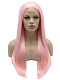 Cherry Blossom Pink Long Straight Hair Half Hand Woven Synthetic Fiber Wig