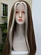 Preorder--2021 New Style White and Brown Mixed Color Long Straight Synthetic U-Part Lace Wig