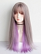 Evahair 2021 New Style Grey and Purple Mixed Color Long Straight Synthetic Wig with Bangs