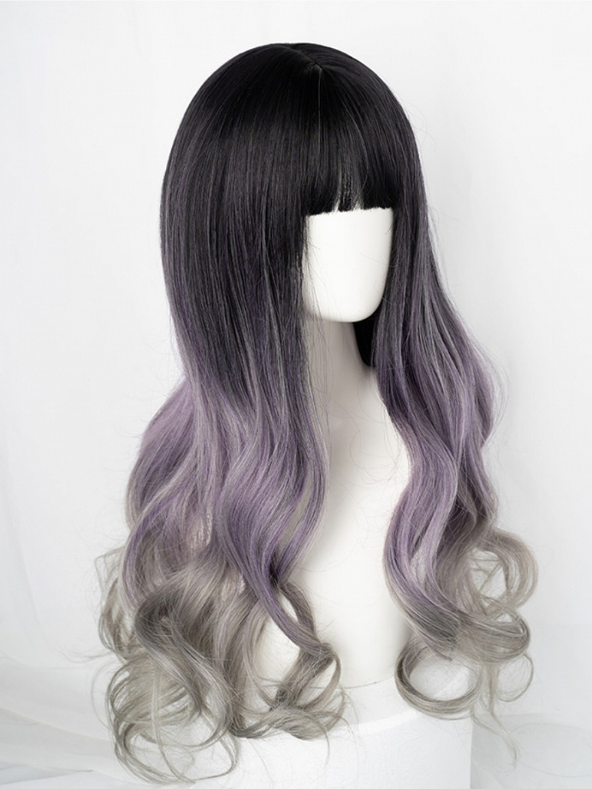 Evahair Cute Purple to Grey Ombre Color Long Wavy Synthetic Wig