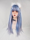 Evahair Blue and Grey Mixed Color Long Straight Synthetic Wig with Bangs