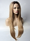 Black T Brown Long Straight Synthetic Lace Front Wig 